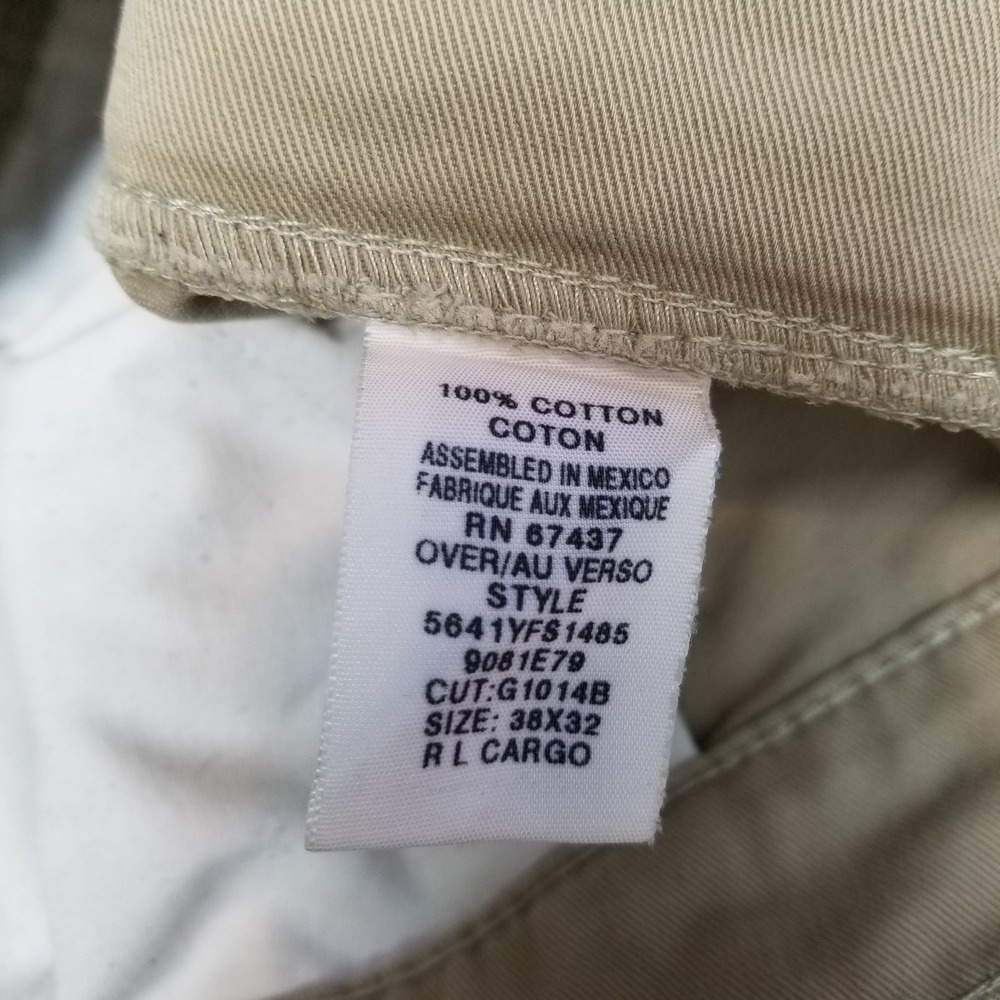Vintage Polo Jeans Co Cargo Pants Men‎ 39 x 30.5 Beige Military Paratrooper Y2K - Picture 10 of 10